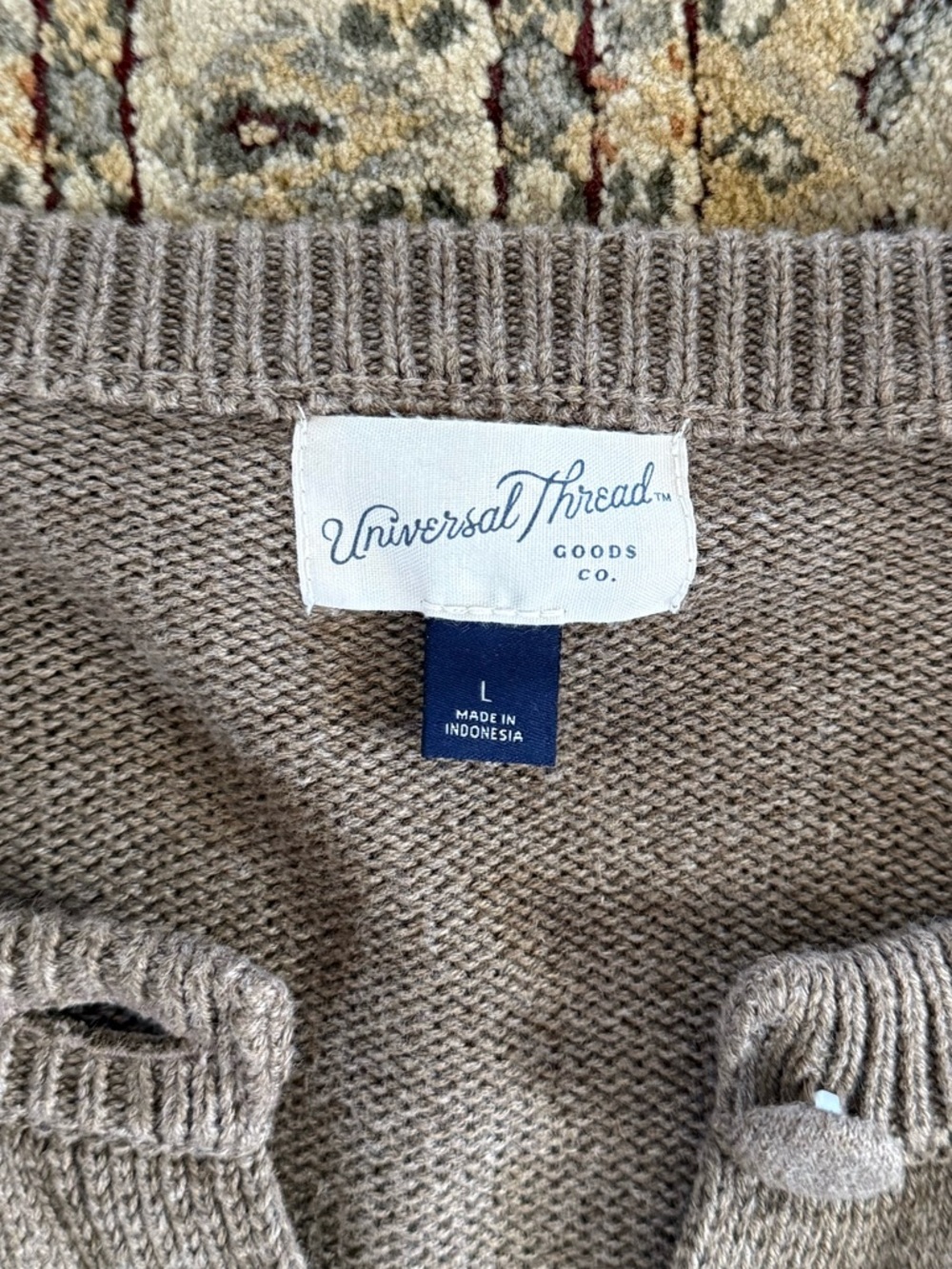 Universal Thread Cropped Button-Front Cardigan in Taupe - Picture 2 of 4